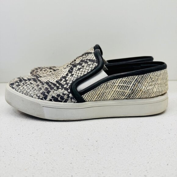 Vince Sneakers Classic Leather Snakeskin Runners Shoes Slip On White Soles Sz 7 - Picture 4 of 12